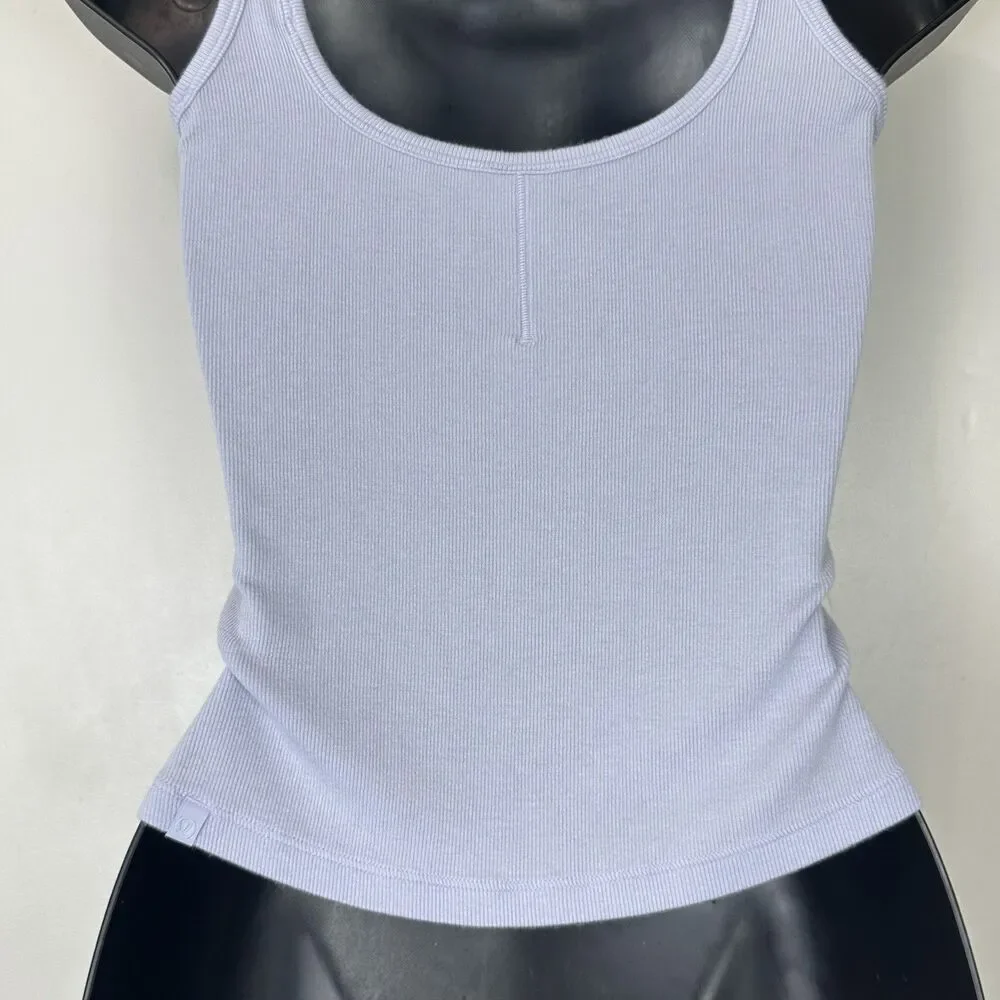 Lululemon Hold Tight Sweetheart Tank Top Serene Blue Sz 4 Ribbed LW1FR5S Casua